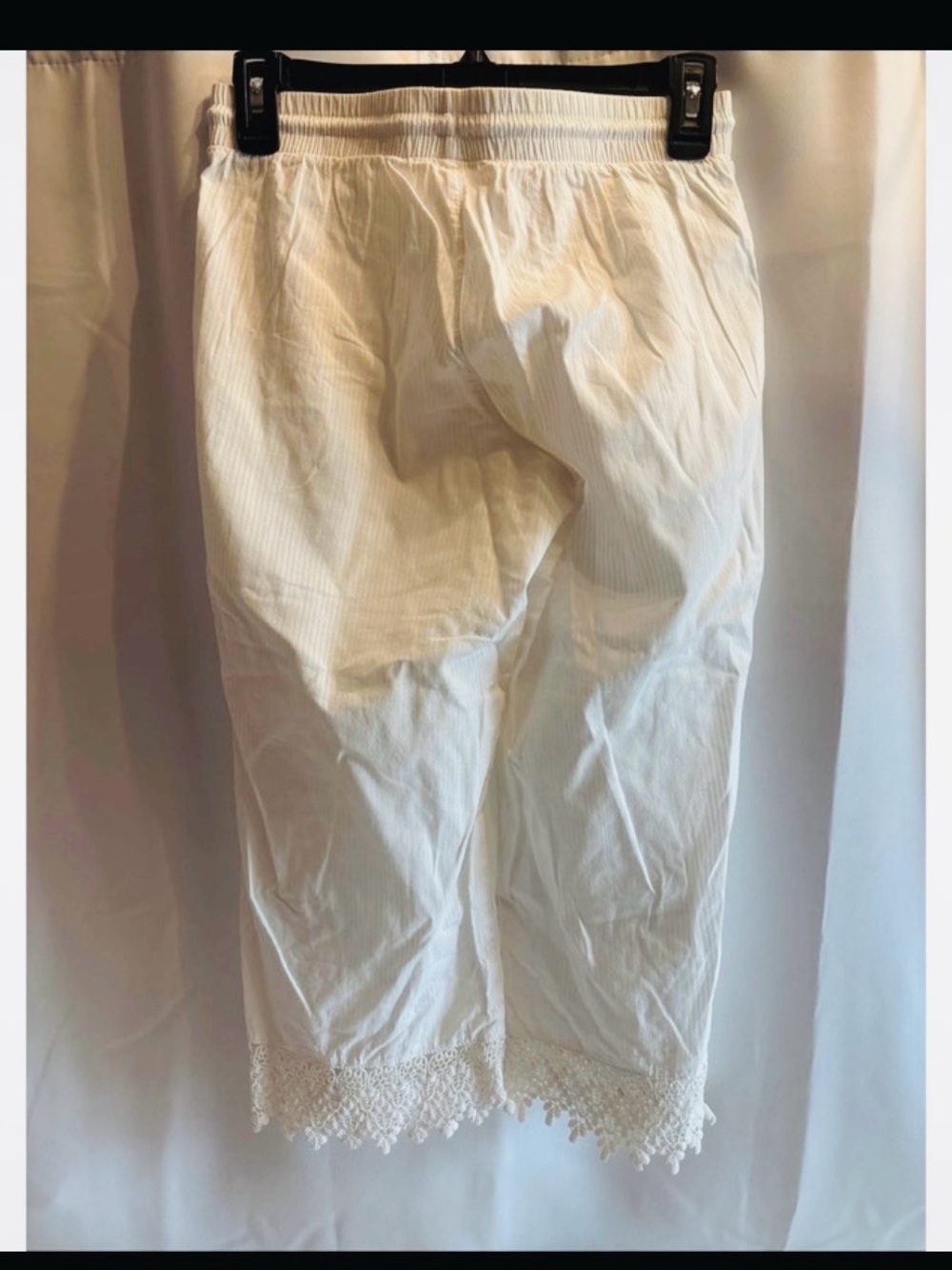 Gilligan O’Malley White Crochet Hem Drawstring 100% Cotton Pants XS - Picture 2 of 10